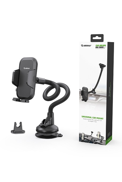 Universal cell phone car holder for dashboard and windshield – 360-degree rotation and adjustable grip